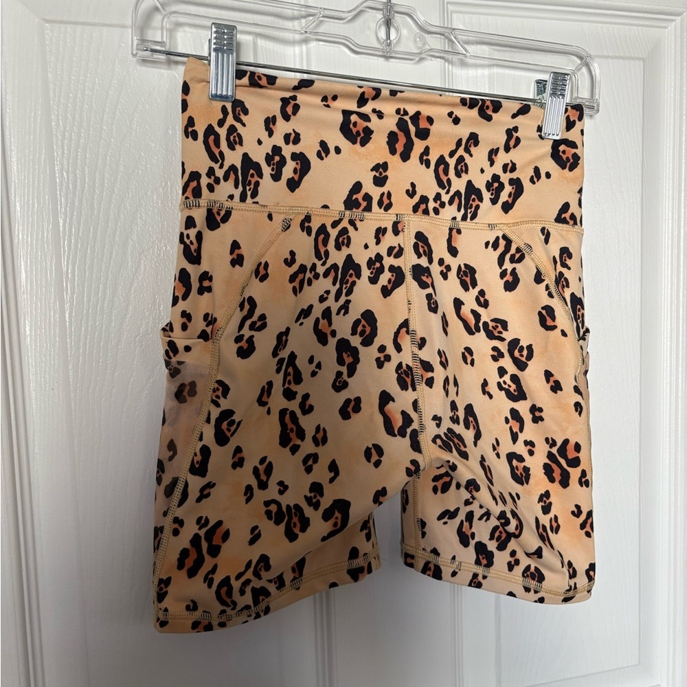 Fabletics Tan Leopard Print Bike Shorts - Picture 3 of 3